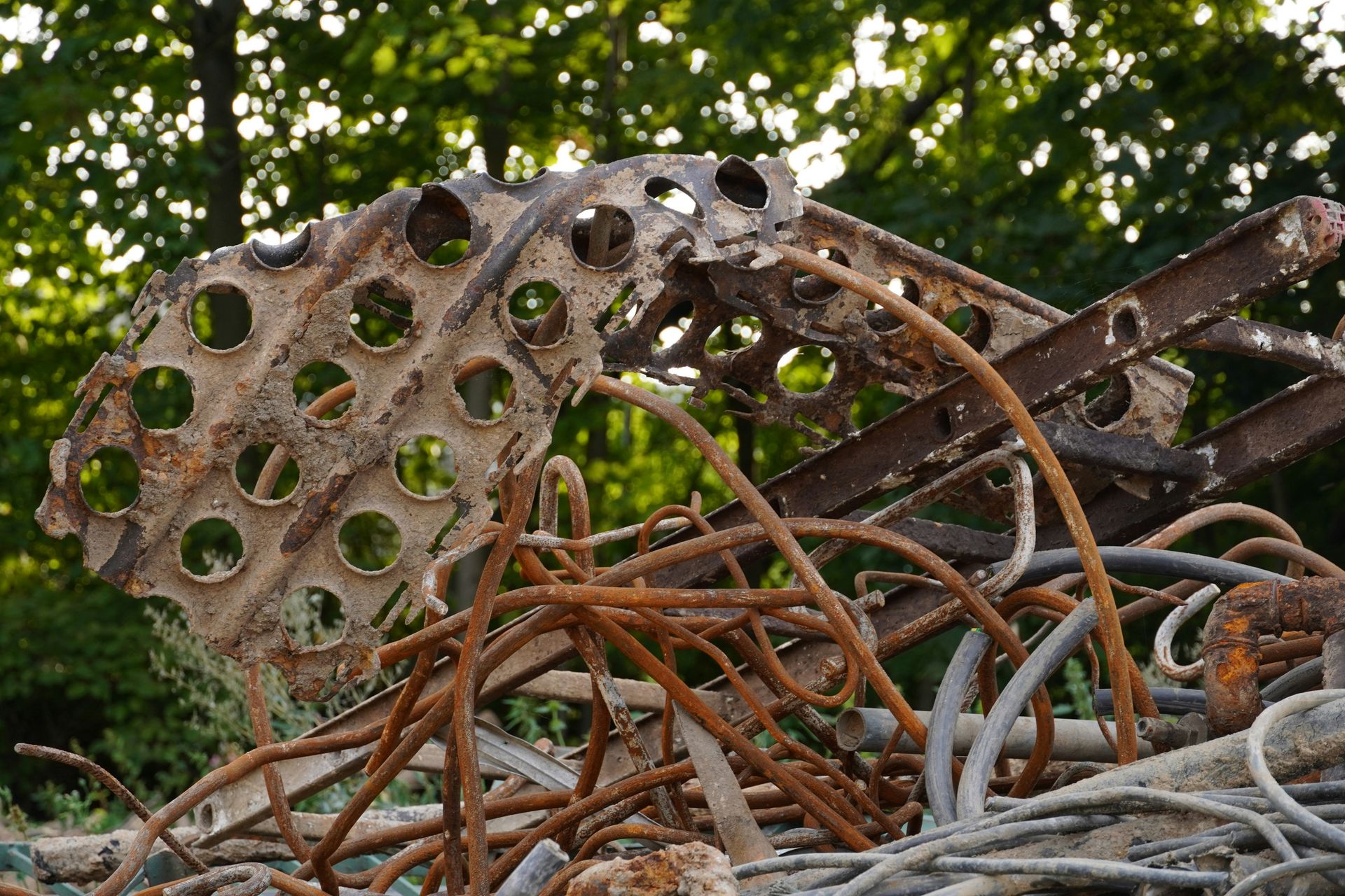 Pile of rusty metal scrap and debris